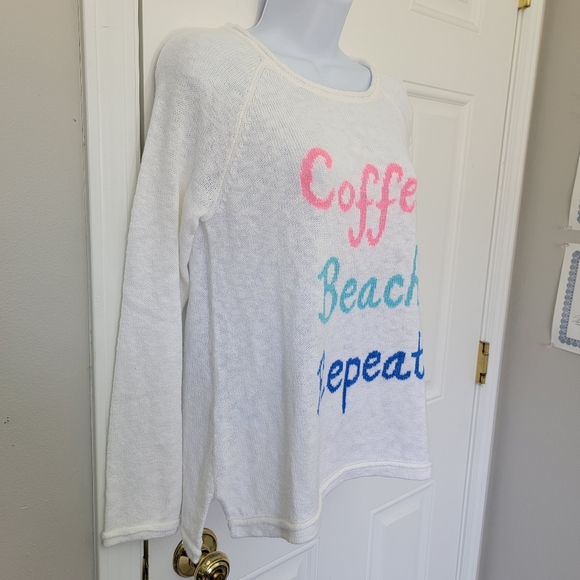 NWT Lilly Pulitzer Danette Sweater White Coffee Beach Repeat Lightweight Knit S - Picture 5 of 11